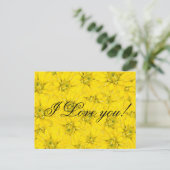 je t'aime fleur jaune carte postale (Debout devant)
