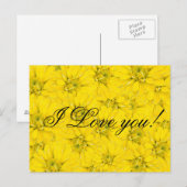 je t'aime fleur jaune carte postale (Devant / Derrière)