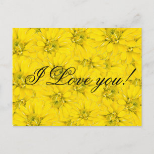 je t'aime fleur jaune carte postale