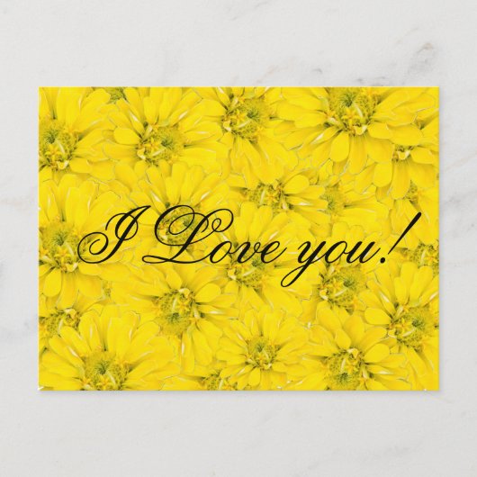 je t'aime fleur jaune carte postale (Devant)