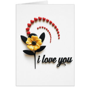 Je t'aime Fleur jaune coeur rouge Blank Inside