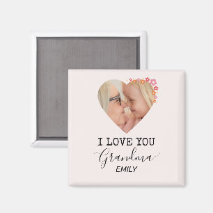Je t'aime grand-mère   Aimant photo personnalisé