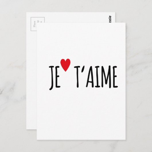 Je taime - i Love u - Carte postale - Poste (Devant / Derrière)