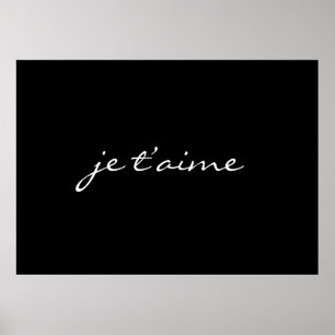 je t'aime I Love You French Chic Black & White Poster