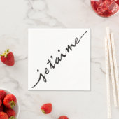 je t'aime - Ik hou van je in het Frans - zwart Servetten (Insitu)