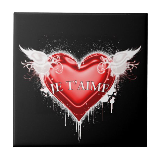 Je t'aime (ik hou van je) tegeltje (Voorkant)