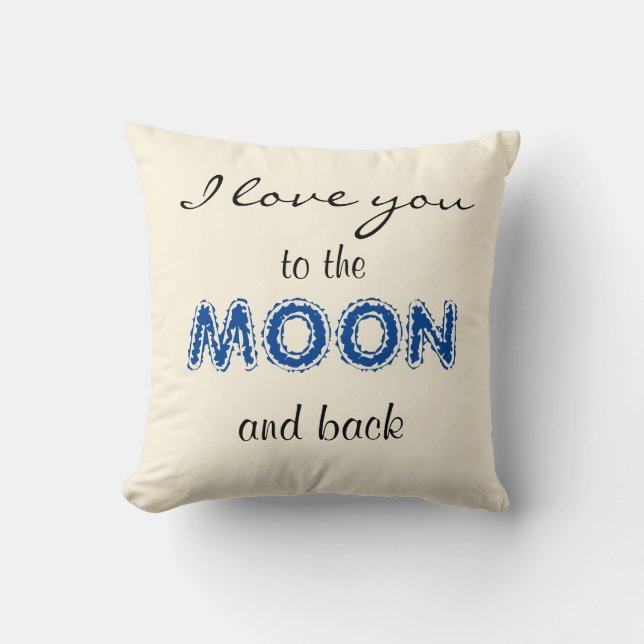 JE T'AIME JUSQU'À LA LUNE Coussin de lancer (Recto)