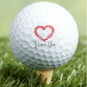 Je t'aime les balles de golf de coeur rouge