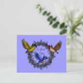 Je T'Aime Les Oiseaux Sur La Carte Postale Flower  (Debout devant)