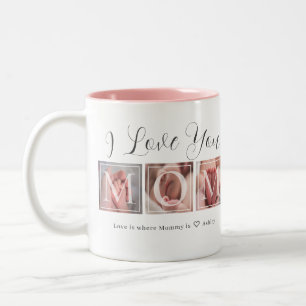 Je t'aime maman 3 Mug à café bicolore avec collage