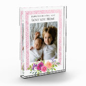 Je T'Aime Maman ! Beau bloc photo de fleurs roses (Gauche)