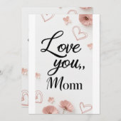 Je t'aime, maman, carte cadeau de jour pour les mè (Devant / Derrière)