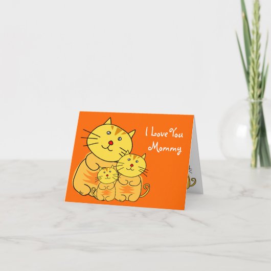 Je t'aime Maman Carte de chat Fête des Mères (Devant)