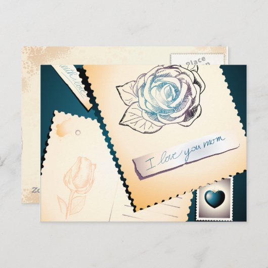 Je t'aime maman, carte postale (Devant / Derrière)