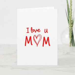 Je t'aime maman carte simple cœur rouge