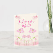 Je t'aime Maman Fleurs roses Carte de vœux (Devant)