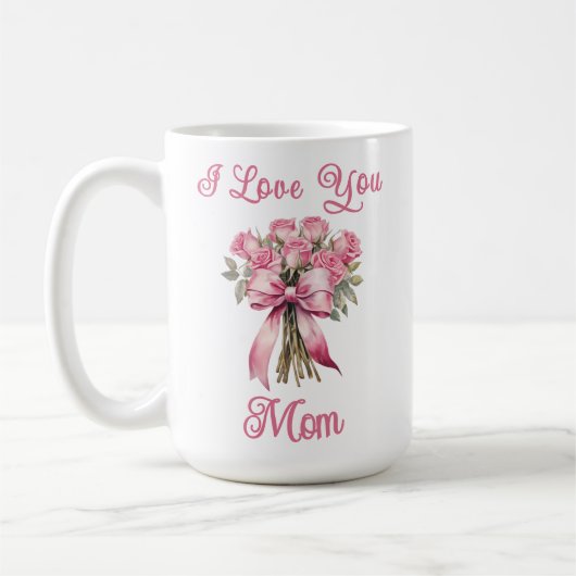 Je t'aime maman Mug Rose rose – Cadeau de fête des (Gauche)