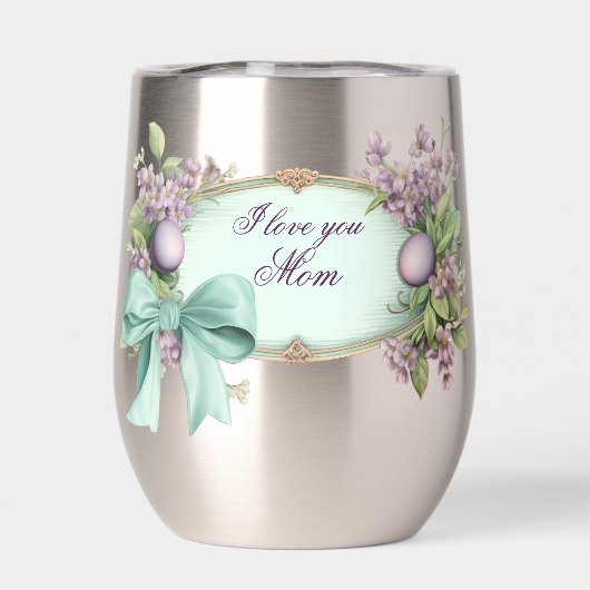 Je t'aime Maman Purple Aqua Fleurs de printemps (Arrière)