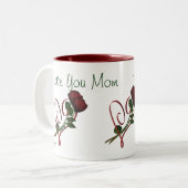Je t'aime Maman Rouge Roses Coeur Café Mug (Devant gauche)