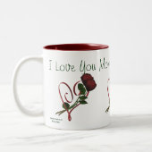 Je t'aime Maman Rouge Roses Coeur Café Mug (Gauche)