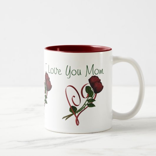 Je t'aime Maman Rouge Roses Coeur Café Mug (Droit)