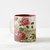 Je t'aime maman, tasse anglaise vintage de roses (Devant gauche)
