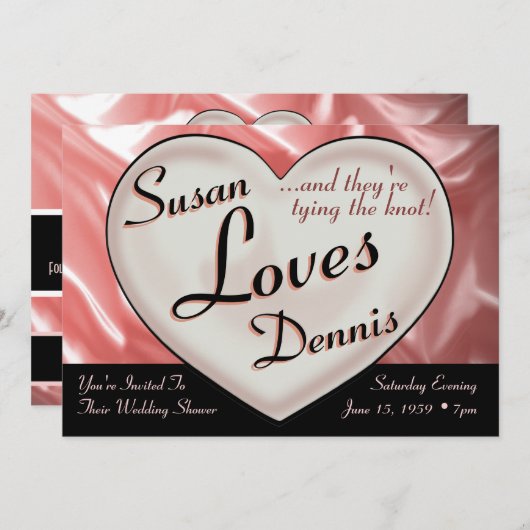 Je t'aime Mariage Fiançailles douche Invitations (Devant / Derrière)