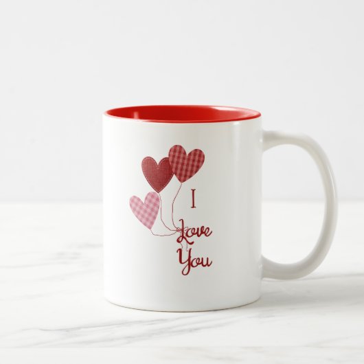 Je t'aime Mug avec des ballons de coeur (Droit)
