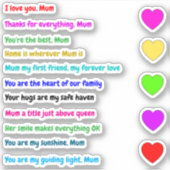 Je T'Aime Mum Stickers (Message Cadeau) (Devant)
