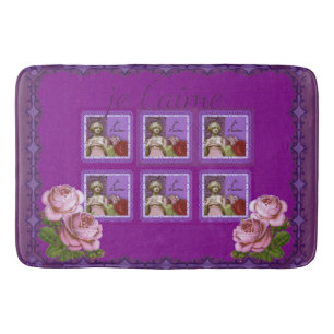 Je Taime Paarse Romantic Girl Collage Badmat