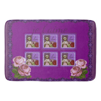 Je Taime Paarse Romantic Girl  Collage Badmat