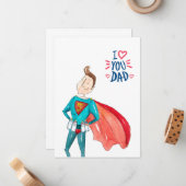 Je t'aime Papa - Cartes de jour des Pères (Devant/Arrière en situation)