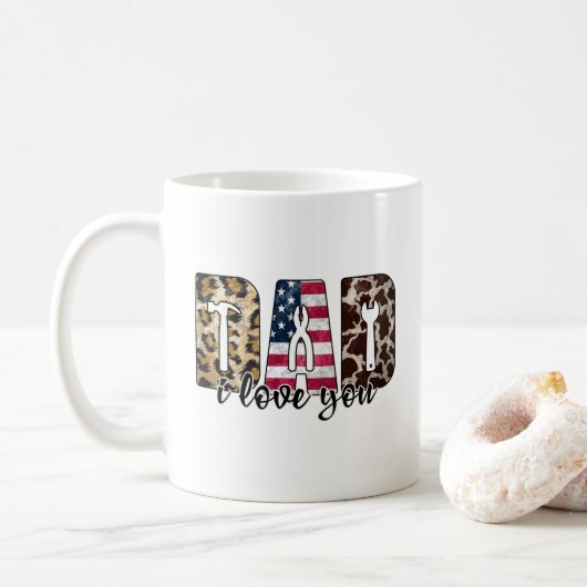 Je t'aime papa tasse de café (Avec donut)