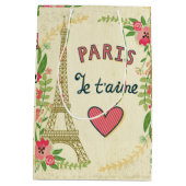 je t'aime,paris,,eiffeltower,hart,bloem,r medium cadeauzakje (Achterkant)