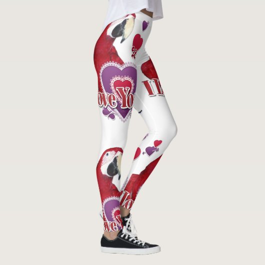 Je T'Aime Parrot Avec Des Leggings Coeurs (Droite)