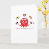 Je t'aime plus que carte d'amour des sushi 5x7" (Fleur jaune)