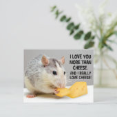 Je T'Aime Plus Que Fromage Pet Rat Carte Postale (Debout devant)