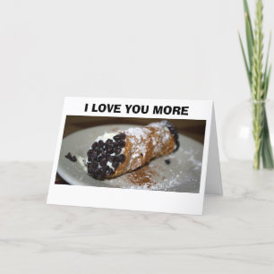 "JE T'AIME PLUS QUE LE CANNOLI" CARTE D'AMOUR ITAL