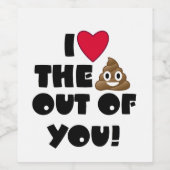 Je t'aime Poo Étiquette de vin (Étiquettes simples)