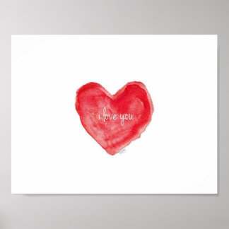 Je t'aime poster aquarelle