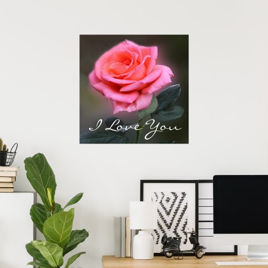 Je t'aime poster rose (Bureau à domicile)