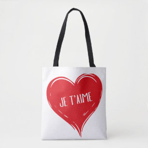 Je T'Aime Rode Hart Romantische Franse Liefdescita Draagtas
