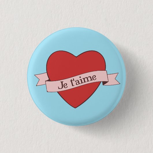 Je t'aime ronde button 3,2 cm (Voorkant)