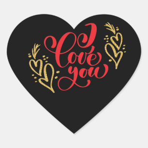 Je t'aime Stickers Parties scintillant Rouge Or