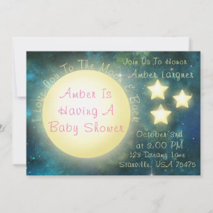 Je t'aime sur la lune et le Invitation du Baby sho