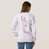 "Je t'aime" Sweat à capuche de style patch | Desig (Dos entier)