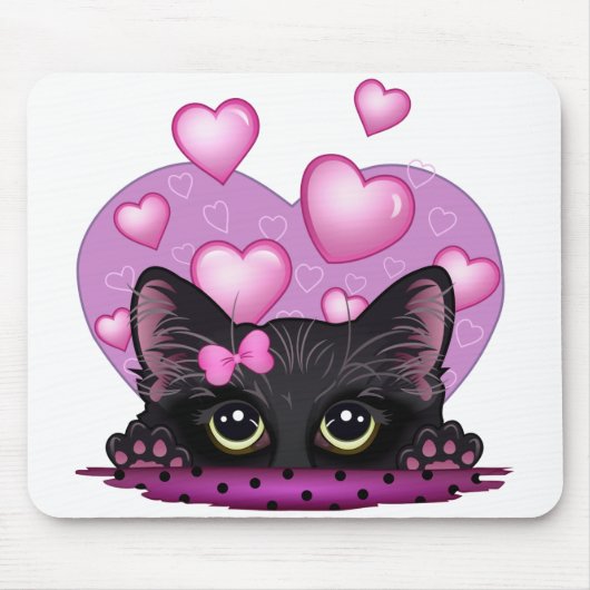 Je t'aime tapis de souris de chaton (Devant)
