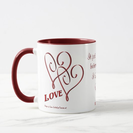 Je T'Aime Te Coeurs Rouges Coeurs Liés Mug Café (Gauche)