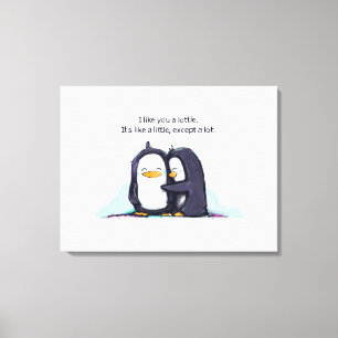 Je t'aime une lotte pingouins - toile enveloppée I
