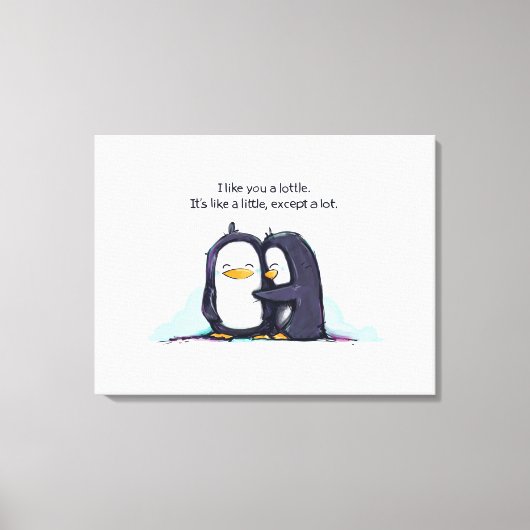 Je t'aime une lotte pingouins - toile enveloppée I (Recto)